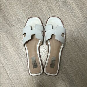 Women's Cream Slide Sandals